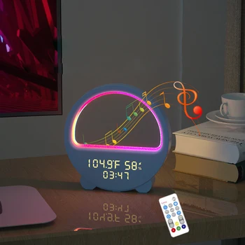 Многофункциональный светодиодный ночник, цифровой термометр, часы, ночник с голосовым управлением, настольная лампа Dream Color Smart Atmosphere, настольная лампа