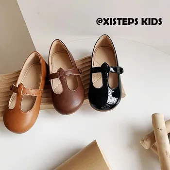 Модельные туфли из мягкой кожи с т-образным ремешком для детей, девочек от 1 до 8 лет, школьная обувь для малышей, обувь Мэри Джейн, Sapato Infantil