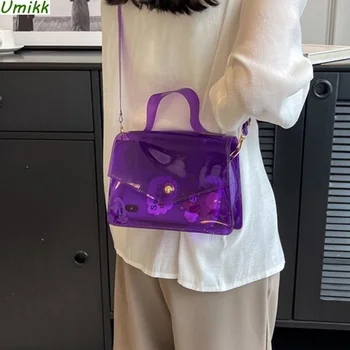 Модная прозрачная сумка через плечо из ПВХ, женская сумка с верхней ручкой, портативные водонепроницаемые прозрачные сумки-мессенджеры, Летние пляжные сумки