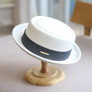 Модные Новые зимние мужские женские шерстяные кепки с короткими полями, простая британская фетровая шляпа с плоским верхом, популярная фетровая шляпа Chapeu в Европе и Америке