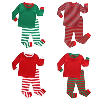 Модный Рождественский детский пижамный комплект, Детская пижама в рождественскую полоску, пижамы, Брюки с длинным рукавом, одежда для отдыха