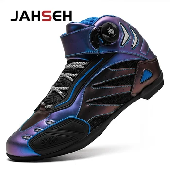 Мотоциклетные ботинки JAHSEH Для взрослых, обувь для езды на мотоцикле, дышащие байкерские ботинки, мужские и женские противоскользящие ботинки для мотокросса, обувь для верховой езды