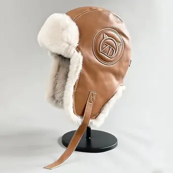 Мужская и женская зимняя теплая шапка для защиты ушей, пилотка, уличная теплая кепка, кепка Lei Feng, кожаная утепленная кепка для велоспорта от холода,