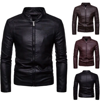 Мужская куртка из тонкой искусственной кожи, идеально подходящая для весенней и осенней мотоциклетной одежды, доступная по цене, высококачественная, соответствует новинке 2203