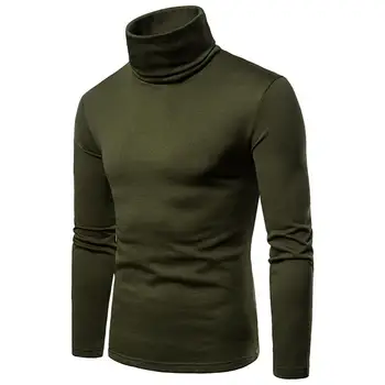 Мужская повседневная мода 2023, базовый приталенный пуловер с высоким воротом, водолазка, мужская футболка с длинным рукавом