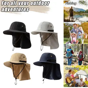 Мужская солнцезащитная шляпа с широкими полями для защиты шеи, летняя быстросохнущая уличная шляпа из полиэстера, принадлежности для горной рыбалки, верховой езды, Широкополая шляпа-ведро