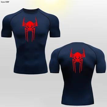 Мужская спортивная футболка для фитнеса Superhero Rashguard, компрессионная рубашка, быстросохнущая, для ММА, бокса, бега трусцой, тренировки теннисной мускулатуры