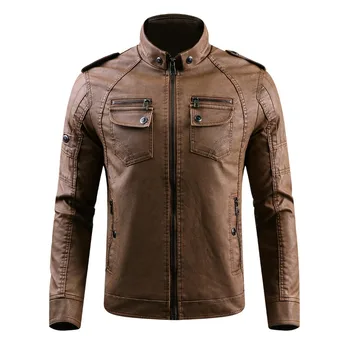 Мужские высококачественные плюшевые кожаные куртки, винтажная мотоциклетная куртка, мужские плюшевые пальто из выстиранной кожи, теплая верхняя одежда для мужчин
