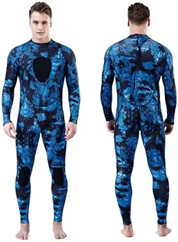 Мужские гидрокостюмы для подводной охоты, камуфляжный водолазный костюм из неопрена толщиной 3 мм / костюм-двойка с капюшоном для подводного плавания с маской и трубкой для фридайвинга.