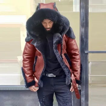 Мужское теплое, модернизированное, утолщенное мужское короткое пальто из искусственного меха с капюшоном для тяжелой промышленности