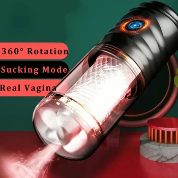 Мужской мастурбатор с автоматическим вращением, насос для пениса, вибратор для взрослых, упражнения на выносливость пениса, секс-игрушки с настоящей вагиной 18+