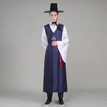 Мужской старинный костюм Ханбок, традиционная придворная официальная одежда, халат Ханбок, одежда корейских меньшинств, костюмы для выступлений