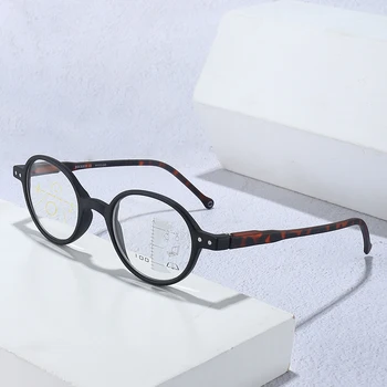 Мультифокальные прогрессивные круглые очки для чтения, женские мужские компьютерные очки с защитой от синего излучения, дистанционные и ближние ретро-ридеры