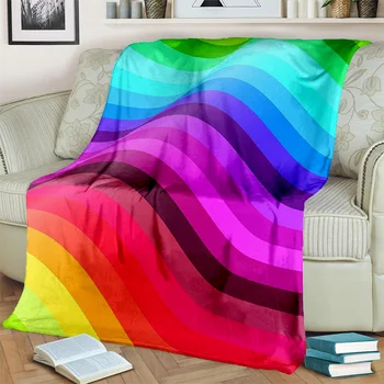 Мультяшное одеяло с 3D-иллюзией цвета радуги, мягкое покрывало для дома, кровати в спальне, дивана, покрывала для пикника, путешествий, офиса, одеяла для детей