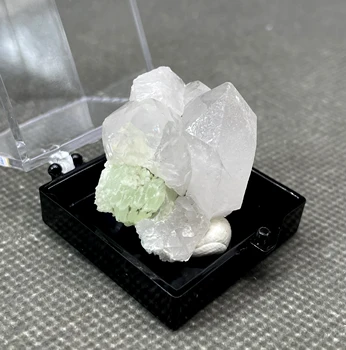 НОВИНКА! 100% Натуральный редкий пренит и симбиоз белого кристалла Образцы минералов камни и кристаллы размер целебной коробки 3,4 см