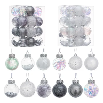 Набор из 24 рождественских шаров с прозрачными/ серебряными шариками Создает праздничную атмосферу Рождества, шары - идеальные подарки для украшения дома
