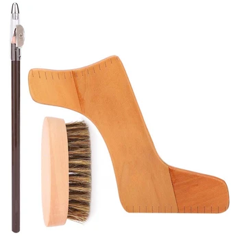 Набор инструментов для придания формы мужской бороде, шаблон для укладки усов, ручка, щетка для ухода за шерстью
