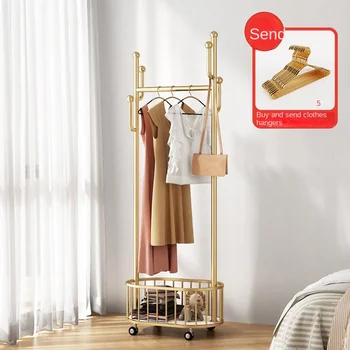 Напольная вешалка для одежды в скандинавском стиле, Вертикальная Переносная вешалка для одежды в спальне на колесиках, минималистичная толстая вешалка для интернет-знаменитостей