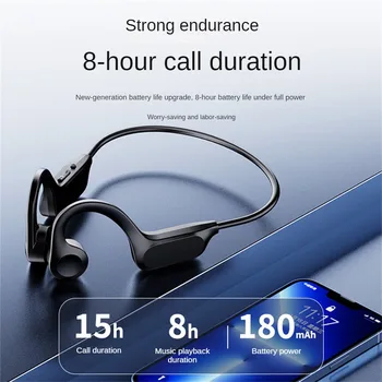 Наушники с костной проводимостью Беспроводные наушники Bluetooth 5.3 Водонепроницаемая спортивная гарнитура с микрофоном для тренировок бега вождения автомобиля