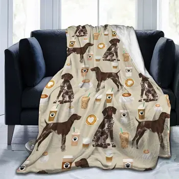 Немецкая короткошерстная Пойнтерская собака, Легкое теплое флисовое одеяло с мультяшным животным принтом, Супер Мягкие Пушистые Уютные Фланелевые одеяла