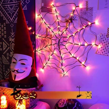 Новая гирлянда для лампы на Хэллоуин, Шляпа ведьмы, Гирлянда для лампы на Хэллоуин, декоративная лампа в виде тыквы-паука, Лампа-паутина, лампа-Паутина