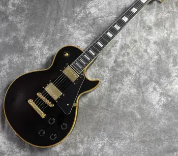 Новая гитара lp black standard custom из золотистого металла, цельный корпус, желтый целлулоидный переплет, бесплатная доставка