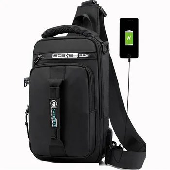 Новая мужская нагрудная сумка, высококачественная водонепроницаемая и износостойкая деловая нагрудная сумка с USB-портом для зарядки, многофункциональные сумки через плечо