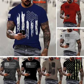 Новая мужская уличная модная футболка с американским флагом, 3D-футболка для молодого человека, американская футболка, патриотические футболки для спортзала