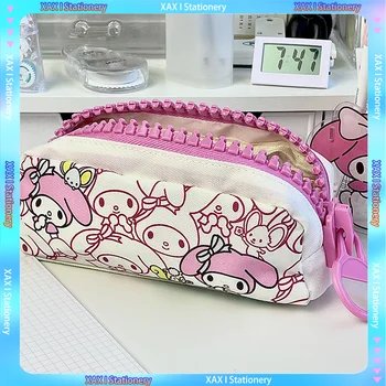 Новая сумка для карандашей с принтом Sanrio My Melody для студентов, большая сумка для хранения канцелярских принадлежностей на молнии, пенал для девочек из аниме Каваи, подарок для девочек