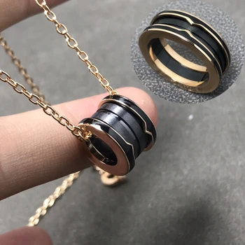 Новое высококачественное ожерелье, кольцо, лучшие ювелирные изделия, матовый черный керамический кулон для женщин, подарок для банкета на день рождения