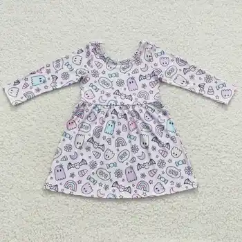 Новое обновление RTS Kids Boutique Ghost Clothing, Милые осенние фиолетовые наряды для малышей, платье для Хэллоуина для маленьких девочек