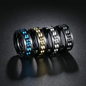 Новые мужские многоцветные ювелирные изделия из титановой стали с вращающимися кольцами