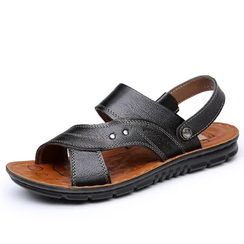 Новые мужские сандалии из 100% воловьей кожи большого размера, модные болотные спортивные мужские тапочки, уличная альпинистская обувь для отдыха, мужская пляжная обувь