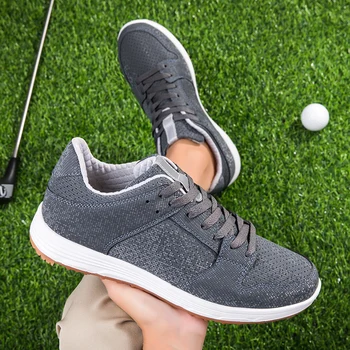 Новые мужские туфли для гольфа, сетчатые нескользящие спортивные кроссовки для гольфа на открытом воздухе, кроссовки для гольфа без шипов