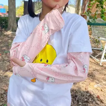 Новый Sanrio Hello Kitty Kuromi Kids Милые Нарукавники Летние Дышащие Быстросохнущие Перчатки со льдом с защитой от ультрафиолета Рукав Спорт на открытом воздухе