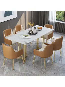 Новый Светлый Роскошный стиль, Мраморный обеденный стол и стулья, Современный минималистичный Обеденный стол, Домашний Ресторанный стол, отель