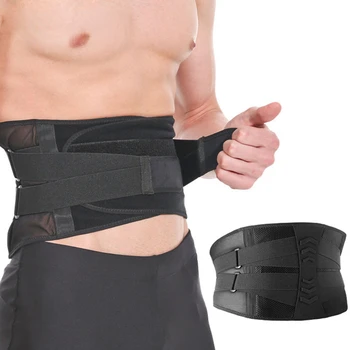 Новый бандаж для спины, облегчающий боль в пояснице с 4 фиксаторами, пояс для поддержки поясницы с двумя регулируемыми ремнями