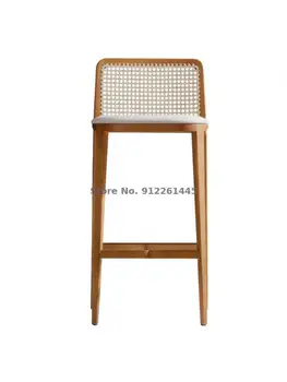 Новый китайский барный стул, барный стул из массива дерева, дизайнерский стульчик для кормления, домашний барный стул из ротанга, современный простой островной стул