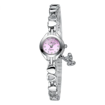 Новый маленький роскошный браслет, женские часы с подвеской в виде персикового сердца, студенческие женские часы, кварцевые часы