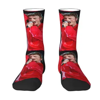 Носки Kawaii Johnny Hallyday Music Singer Женские мужские теплые носки с 3D принтом French Rock Sports Football
