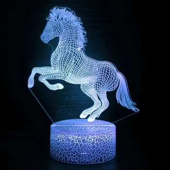 Ночная лошадь, 3D Иллюзия, светодиодная настольная лампа, декор, ночник, украшения для спальни, День рождения, Рождественские игрушки, Подарки для детей, мальчиков, девочек