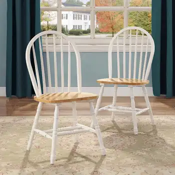 Обеденные стулья Better Homes and Gardens Autumn Lane Windsor из массива дерева, белого и дубового (комплект из 2-х)