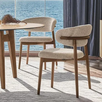 Обеденные стулья из скандинавского массива дерева, роскошные дизайнерские тканевые стулья, гостиничные стулья со спинкой, домашние обеденные столы и стулья