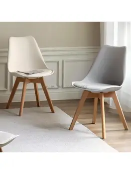 Обеденный стул из массива дерева, домашний скандинавский стул, стул для макияжа в спальне, стул для кабинета с мягкой спинкой