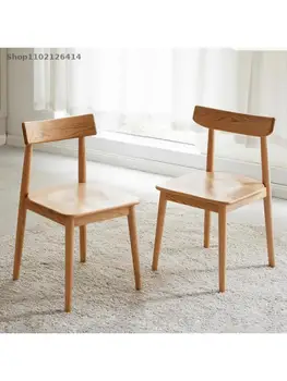 Обеденный стул из цельного дерева простой современный стул со спинкой Скандинавский бытовой дубовый стул для отдыха настольный стул для защиты окружающей среды
