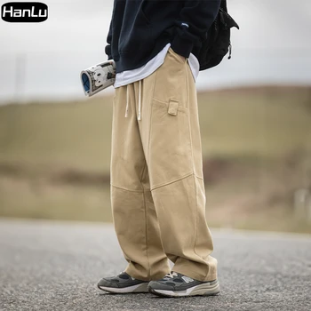 Осенне-зимние мужские новые рабочие брюки свободного кроя оверсайз Y2K свободного кроя с завязками, уличная одежда, мужские брюки