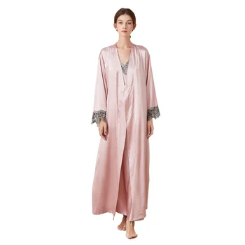 Осенне-зимний женский пижамный комплект из 2 предметов, платье на бретельках и халаты, женская пижама для сна, пижамы для женщин