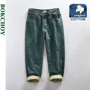 Осенью 2023 года Новые хлопковые прямые джинсы в стиле ретро, мужская одежда, Свободная трендовая уличная одежда, мужские брюки AG7178
