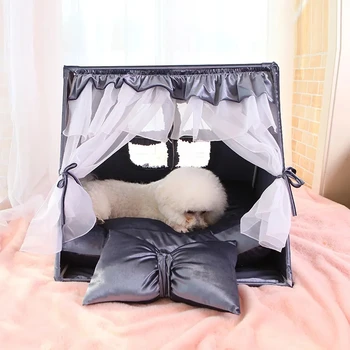 Палатка для кошек с подушкой, роскошная крытая кошачья кровать в кондоминиуме, приют для собак, кошек и других домашних животных, съемный и моющийся