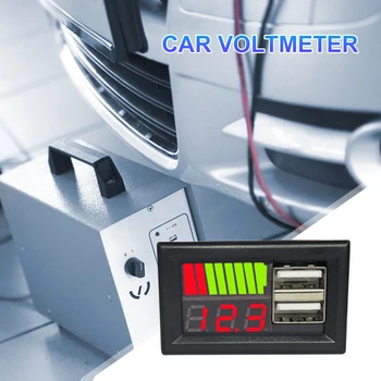 Панель измерителя напряжения 12 В с двойным USB-выходом Индикатор напряжения батареи Цифровой вольтметр для литий-свинцово-кислотной батареи автомобиля RV